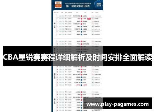 CBA星锐赛赛程详细解析及时间安排全面解读
